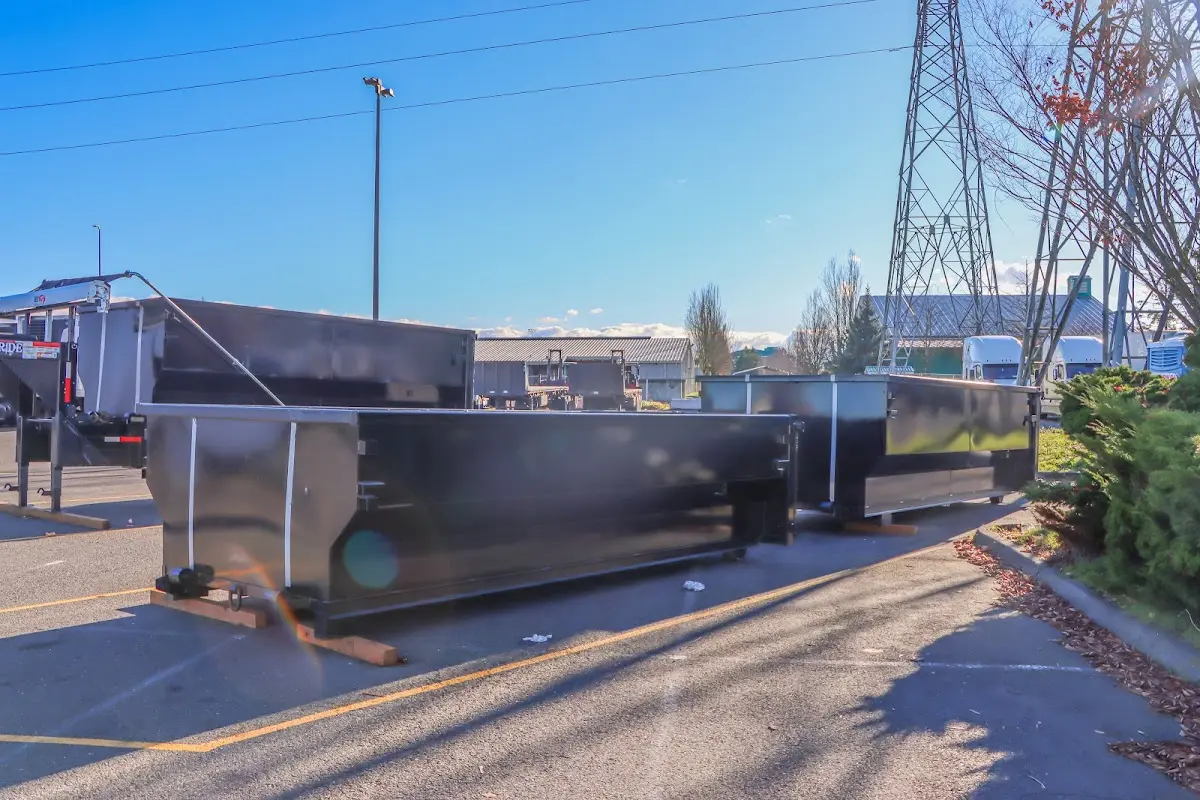 Roll-off dumpster ready for waste disposal at job site for 10 Yard Dumpster Rental in Halfmoon